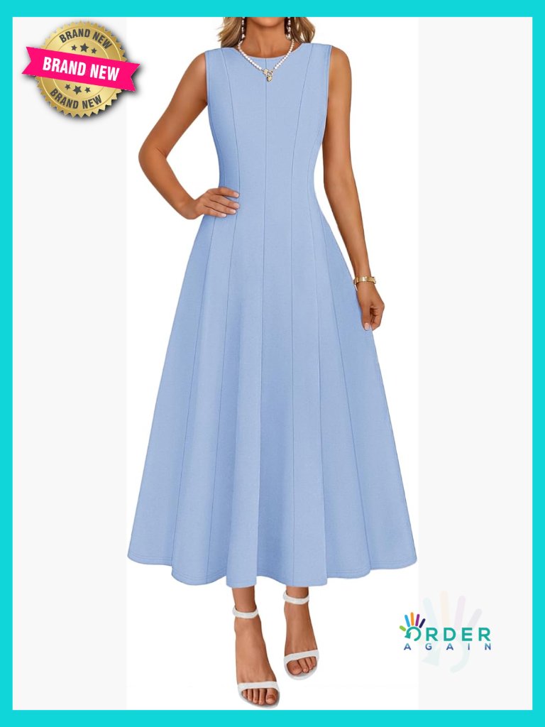 Semi Formal Cocktail Sleeveless Midi A Line Dress Elegant Classy Summer